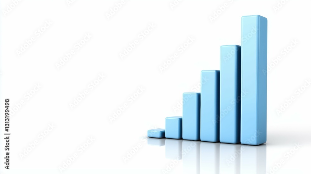 Ascending Blue Bar Graph Representing Growth and Progress in a Modern Business Presentation Style Ascending Blue Bar Graph Representing Growth and Progress in a Modern Business Presentation Style