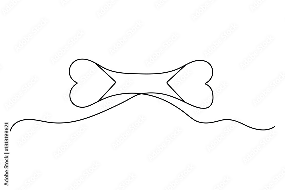 Obraz premium Minimalist Dog Bone One Line Drawing Vector Illustration