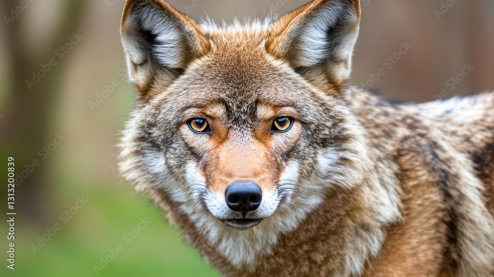Wild coyote in its natural habitat, showcasing the beauty of wildlife and nature in a captivating outdoor setting Wild coyote in its natural habitat, showcasing the beauty of wildlife and nature in a captivating outdoor setting