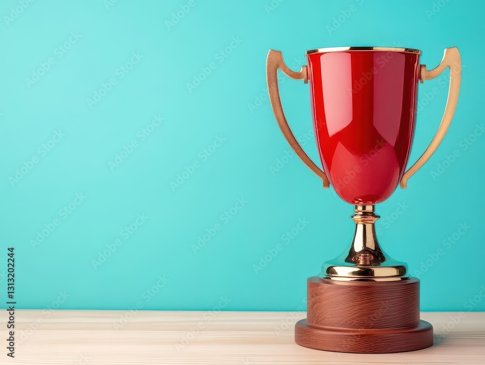 Elegant gold trophy resting on a sturdy wooden table showcasing its brilliant finish and symbolism of success and achievement Elegant gold trophy resting on a sturdy wooden table showcasing its brilliant finish and symbolism of success and achievement