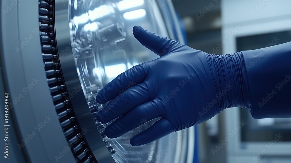 custom made wallpaper toronto digitalGloved Hands Handling Cylinder in Modern Lab Setting