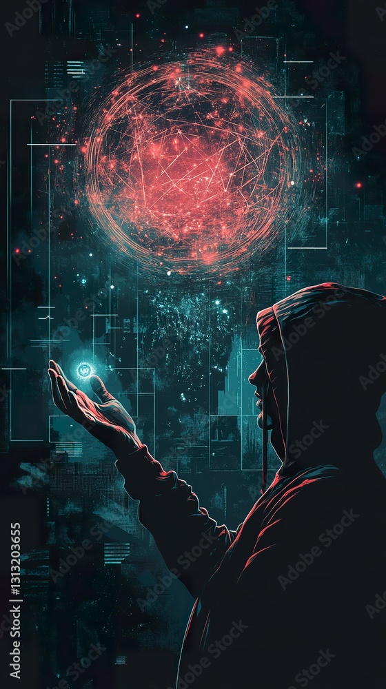 Naklejka premium A person holding light while looking at a large sphere