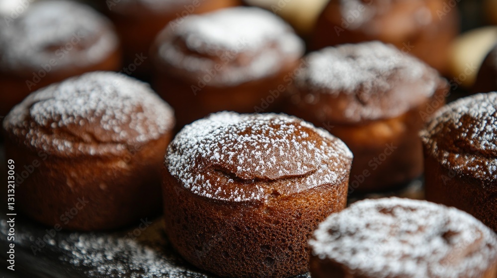 Delicious Chocolate Muffins with Powdered Sugar on Top Delicious Chocolate Muffins with Powdered Sugar on Top