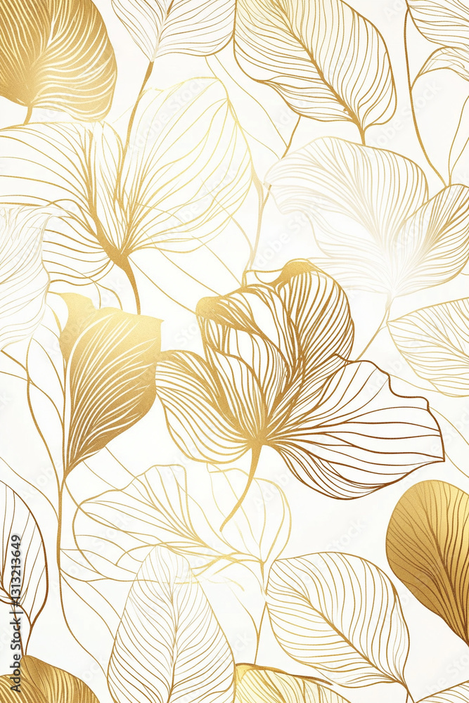 Obraz premium Vector art floral pattern, luxury plant texture gold.