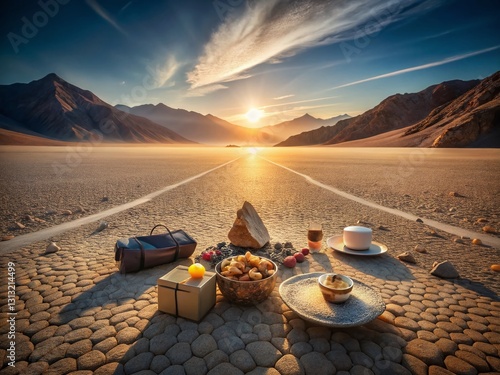 Death Valley Racetrack Playa:  Mysterious Moving Rocks & Desert Landscape Food Photography photo