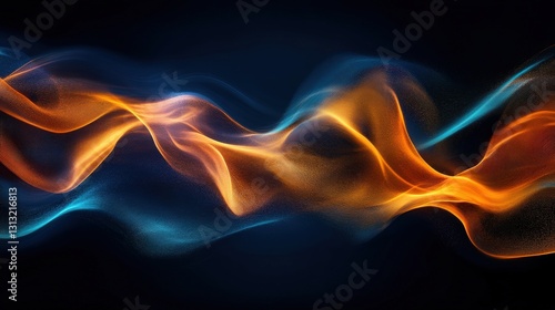 Dynamic flowing waves abstract digital art vibrant colors dark background visual concept