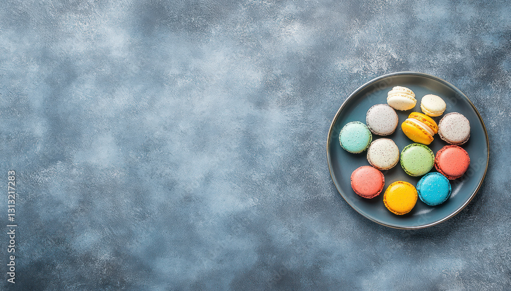 Colorful Macarons on Dark Plate (1) Colorful Macarons on Dark Plate (1)