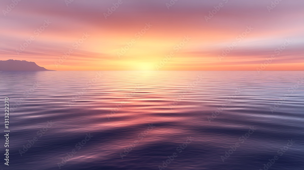 Fototapeta premium Serene Ocean Sunset Tranquil Coastal Panorama