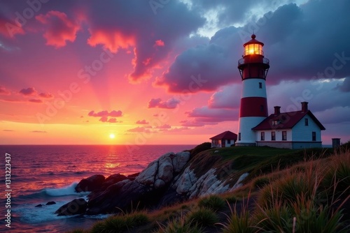Wallpaper Mural St Joseph Lighthouse at sunset, vibrant colors, calm, majestic, scenic Torontodigital.ca