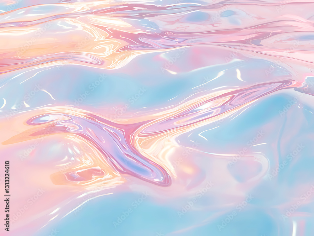Obraz premium Fluid motion of iridescent water surface serene environment digital art aesthetic viewpoint