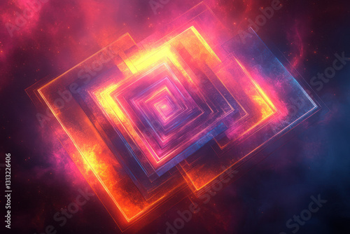 Wallpaper Mural Abstract glowing squares, cosmic tunnel Torontodigital.ca
