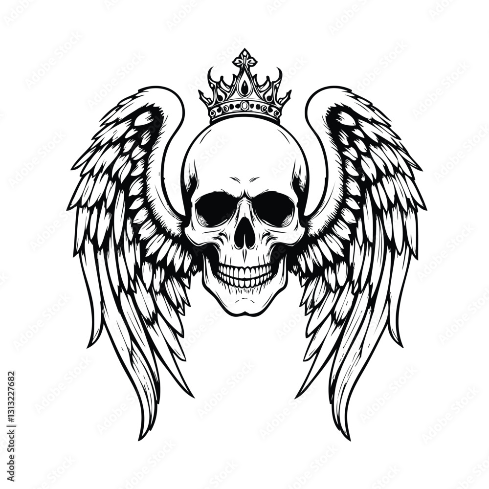 Obraz premium king skull with crown and wings Illustration