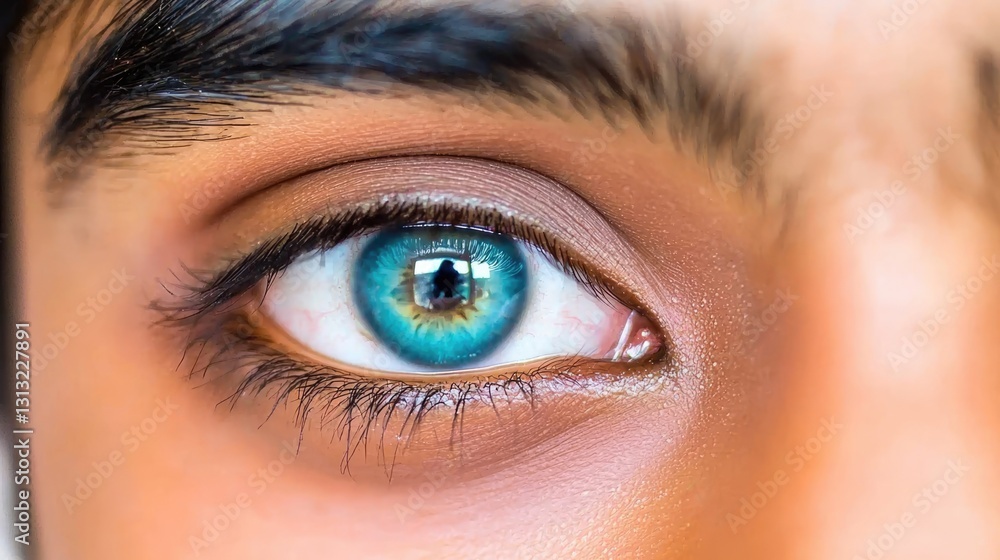 Close-up of a vibrant blue eye studio setting portrait photography artistic environment intimate viewpoint Close-up of a vibrant blue eye studio setting portrait photography artistic environment intimate viewpoint
