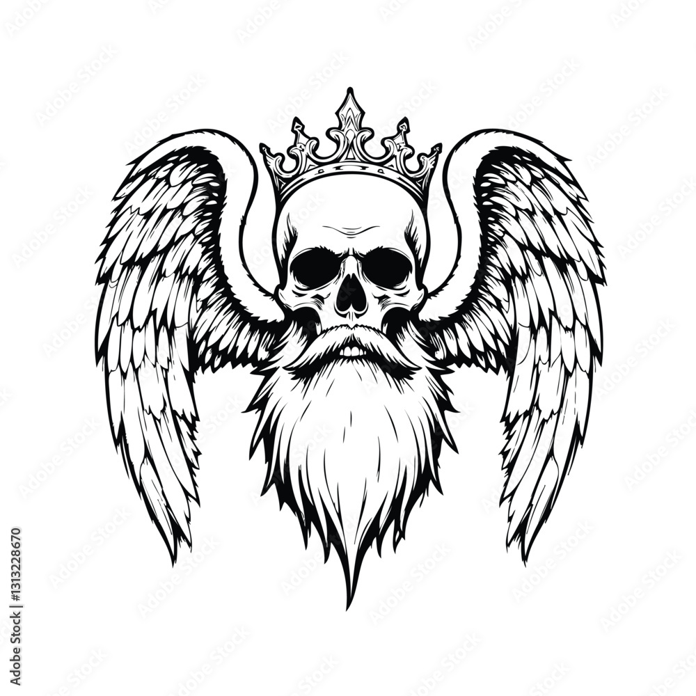 Obraz premium king skull with crown and wings Illustration