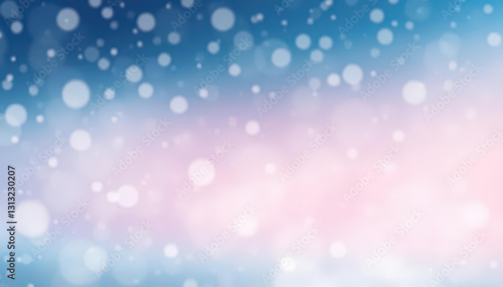 Obraz premium Abstract winter sky gradient with falling snowflakes, soft focus, background, winter