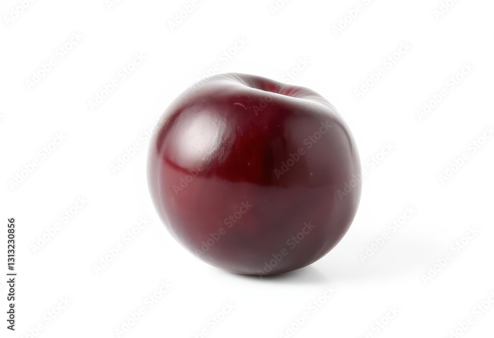 A single, ripe plum, perfectly isolated on a pure white background, ripe, white background A single, ripe plum, perfectly isolated on a pure white background, ripe, white background