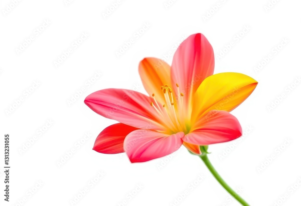 A single vibrant bloom, petals unfurled, set against a pure white backdrop, background, plant A single vibrant bloom, petals unfurled, set against a pure white backdrop, background, plant