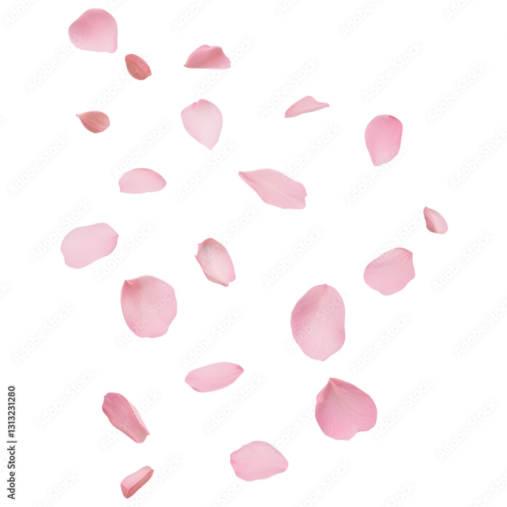 Falling Flower Petals Elegantly Isolated on a Transparent Background for Romantic and Floral Designs Falling Flower Petals Elegantly Isolated on a Transparent Background for Romantic and Floral Designs