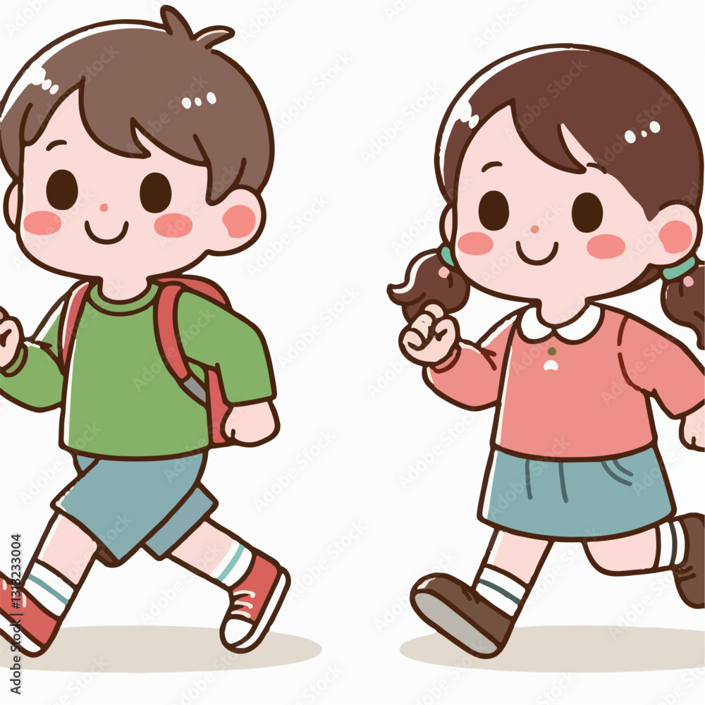 cartoon vector illustration of a person walking and running cartoon vector illustration of a person walking and running
