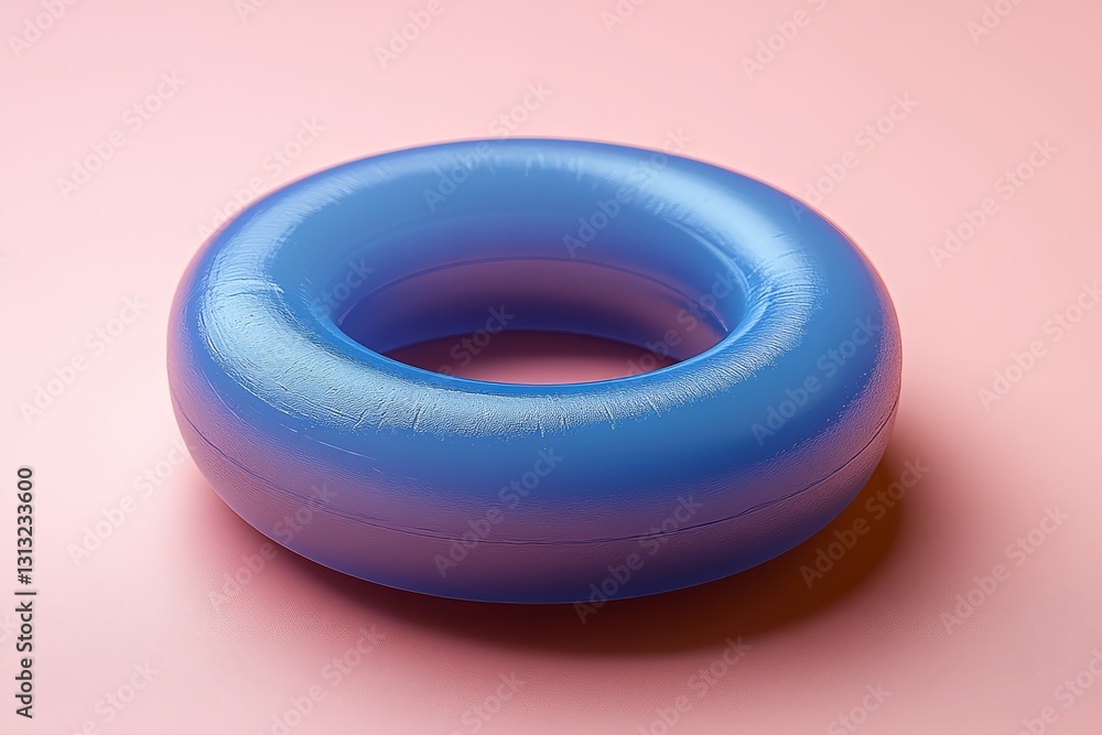 3D icon of an abstract blue ring on pastel yellow matte elements, isometric view, minimalistic design, peach background. 3D icon of an abstract blue ring on pastel yellow matte elements, isometric view, minimalistic design, peach background.