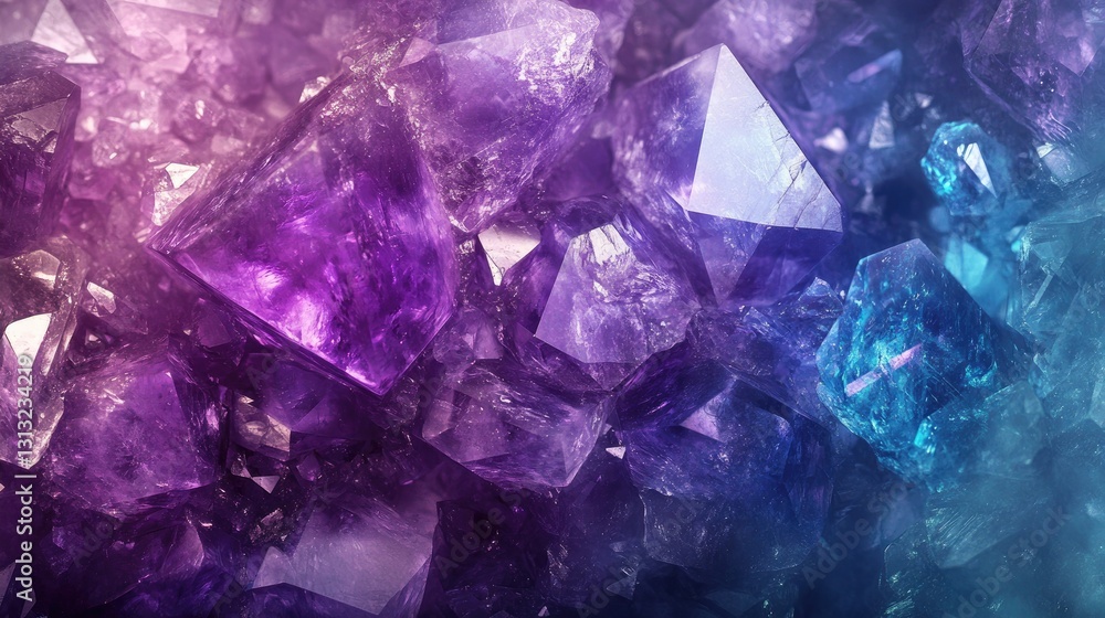 Iridescent Amethyst Crystals with Shades of Blue and Purple in Natural Formations for Background Use Iridescent Amethyst Crystals with Shades of Blue and Purple in Natural Formations for Background Use