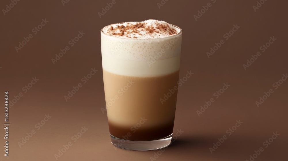 Creamy Layered Coffee Drink with Frothed Milk and Cocoa Topping Creamy Layered Coffee Drink with Frothed Milk and Cocoa Topping