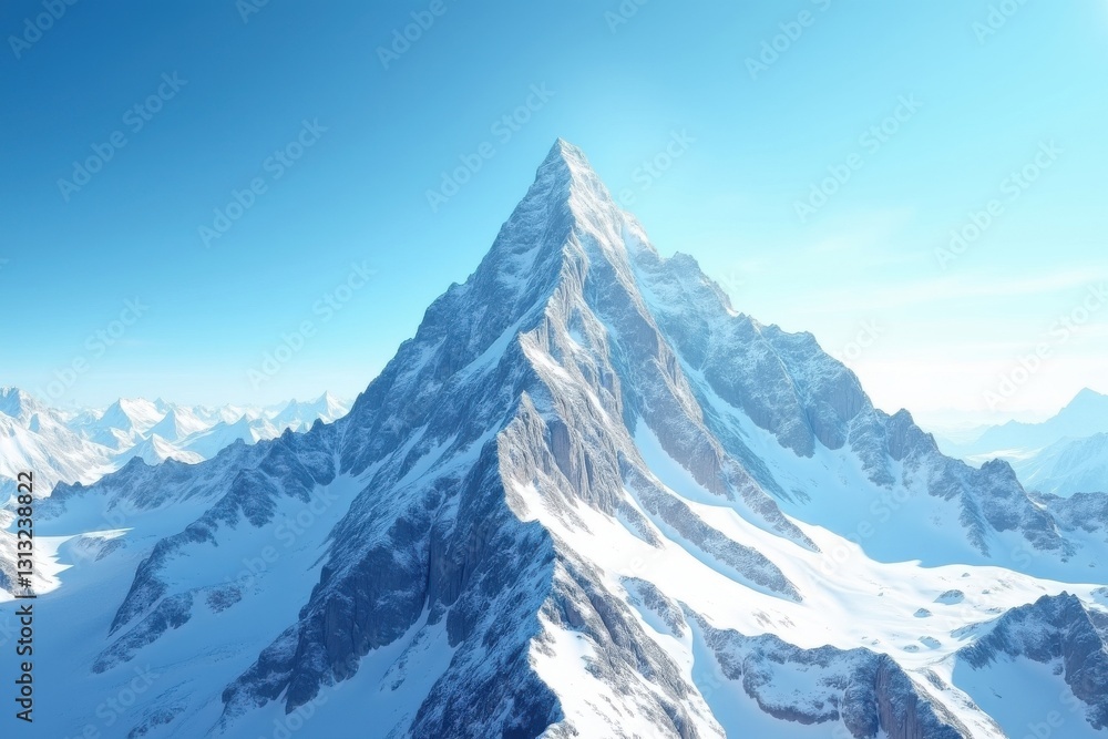 Obraz premium Majestic snow-capped mountain under clear blue sky