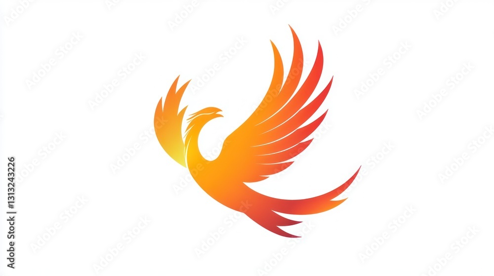 Fiery Phoenix Symbol, Isolated, Graphic Design Fiery Phoenix Symbol, Isolated, Graphic Design