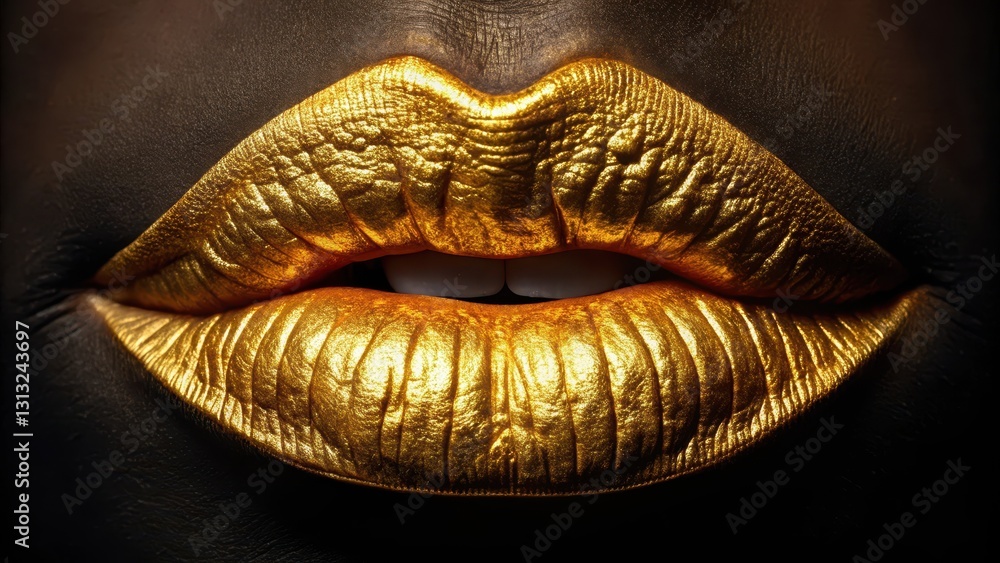 Golden Luxurious Lips Isolated , elegant style, close-up mouth, elegant style Golden Luxurious Lips Isolated , elegant style, close-up mouth, elegant style