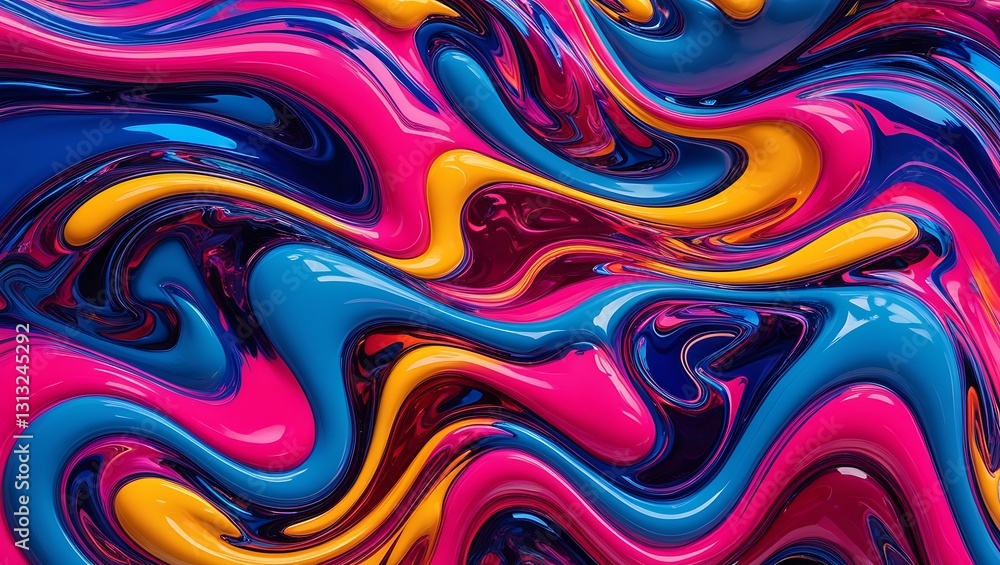 Obraz premium Colorful abstract liquid glass background. wallpaper neon. Fluid painting abstract texture. Intensive colorful mix of acrylic neon colors