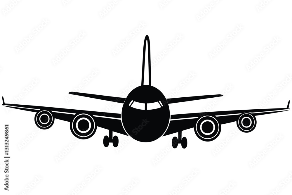 Airplane Silhouette Icon Vector Illustration on White Background Airplane Silhouette Icon Vector Illustration on White Background