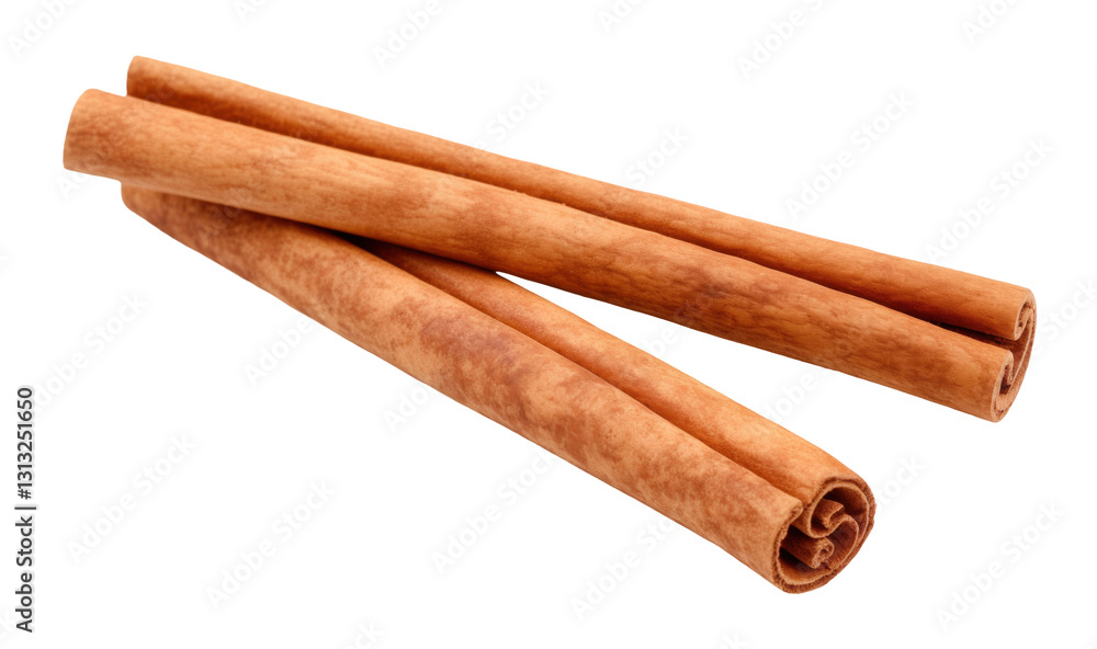 Fotografie Two cinnamon sticks isolated on a transparent background