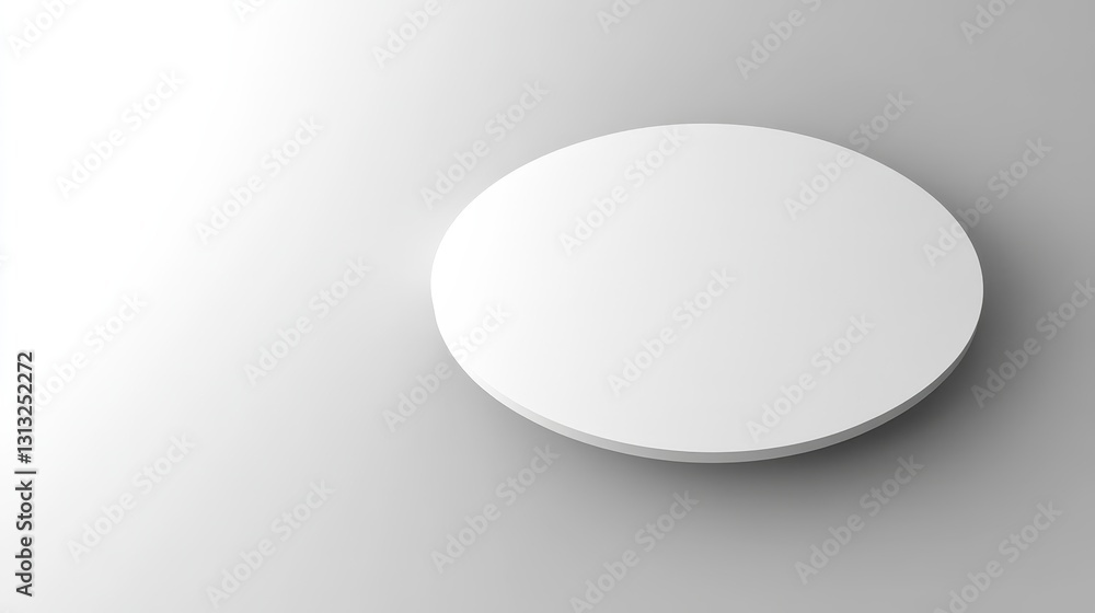 White circle floating with shadow on a plain gray backdrop White circle floating with shadow on a plain gray backdrop