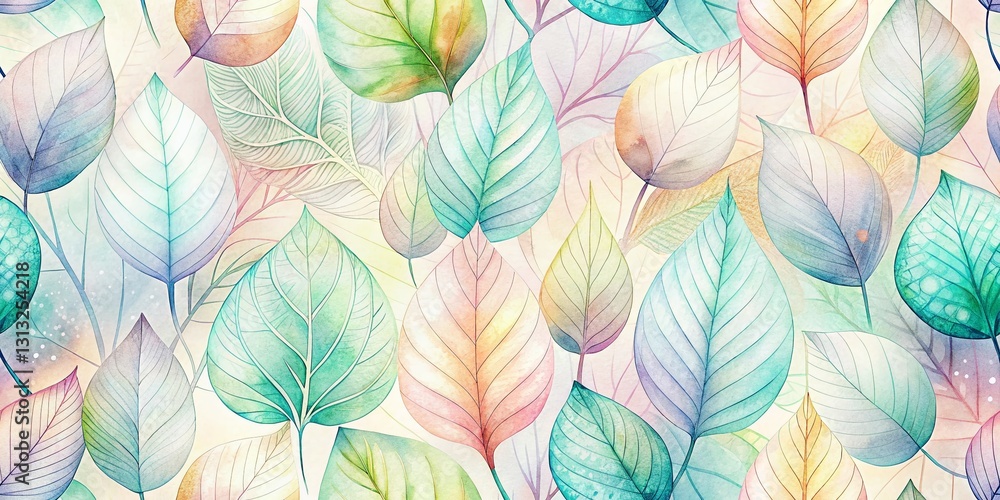 Gentle Flat Manga Leaf Watercolor Repeat Pattern - Long Exposure Effect Stock Photo Gentle Flat Manga Leaf Watercolor Repeat Pattern - Long Exposure Effect Stock Photo