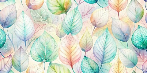 Store enrouleur  Gentle Flat Manga Leaf Watercolor Repeat Pattern - Long Exposure Effect Stock Photo  © Four888