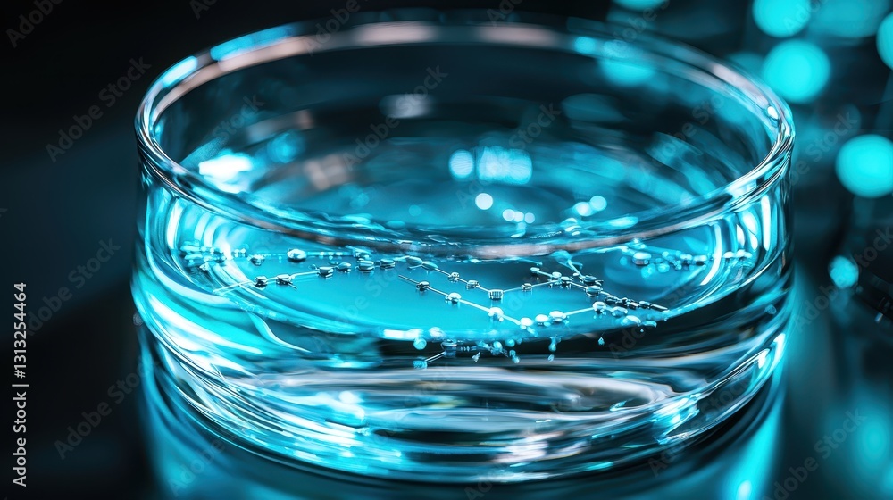 Crystal Clear Water Surface with Reflections and Bubbles in Blue Crystal Clear Water Surface with Reflections and Bubbles in Blue