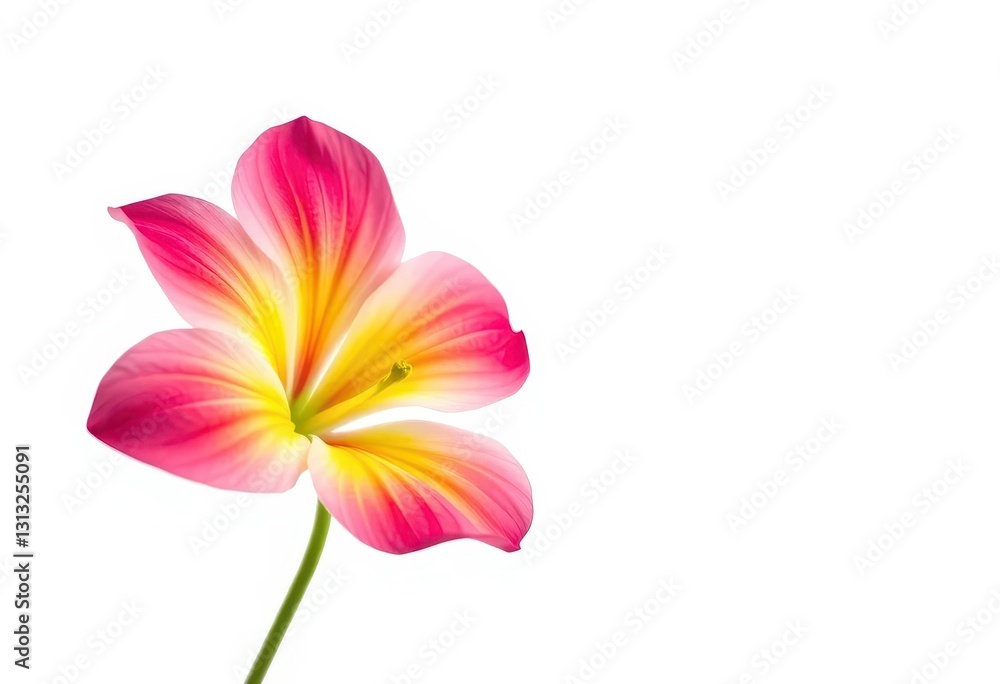 A vibrant single bloom, petals unfurled, isolated on pure white, texture, illustration A vibrant single bloom, petals unfurled, isolated on pure white, texture, illustration