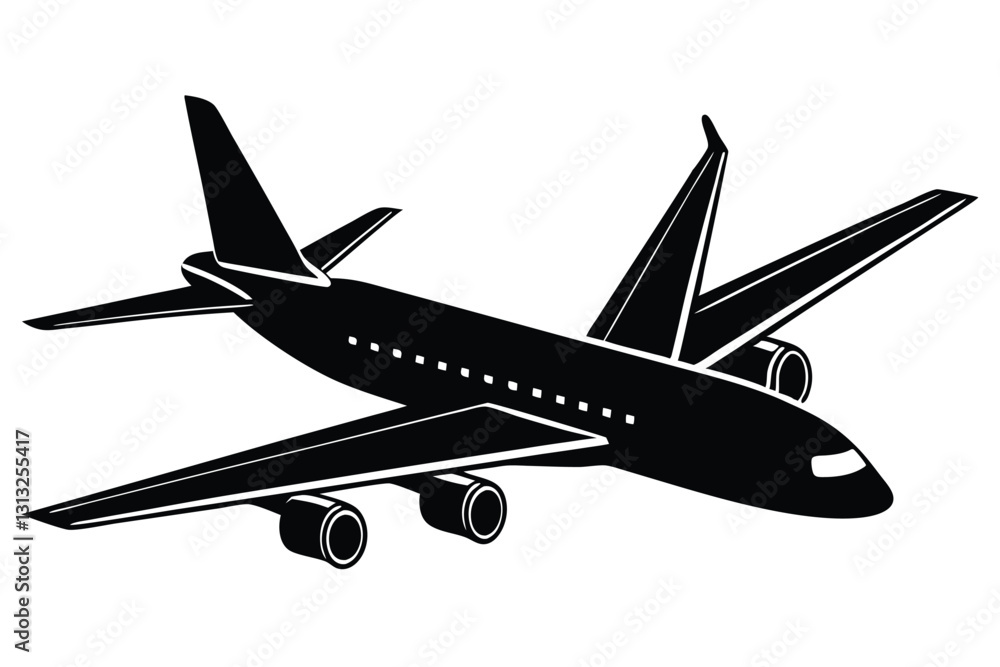 Airplane silhouette on white background Airplane silhouette on white background
