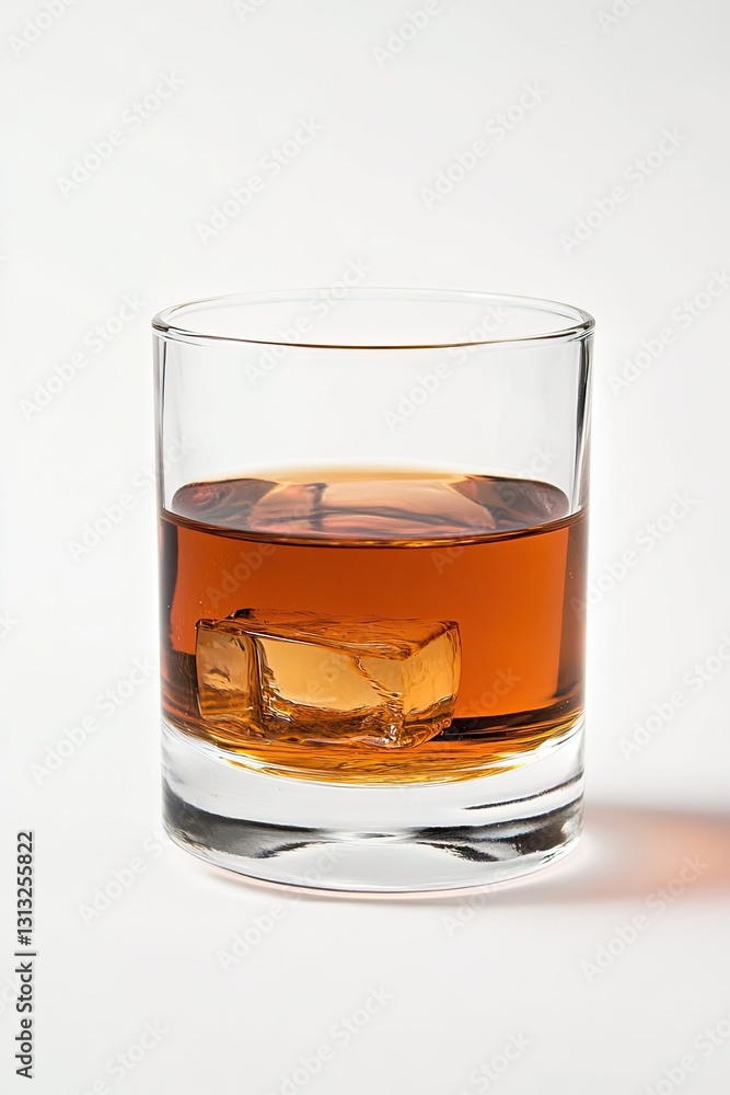 Cinnamon hot cider in a transparent glass on a white background Cinnamon hot cider in a transparent glass on a white background