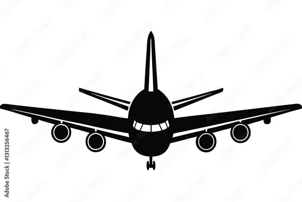 Airplane silhouette on white background vector illustration Airplane silhouette on white background vector illustration
