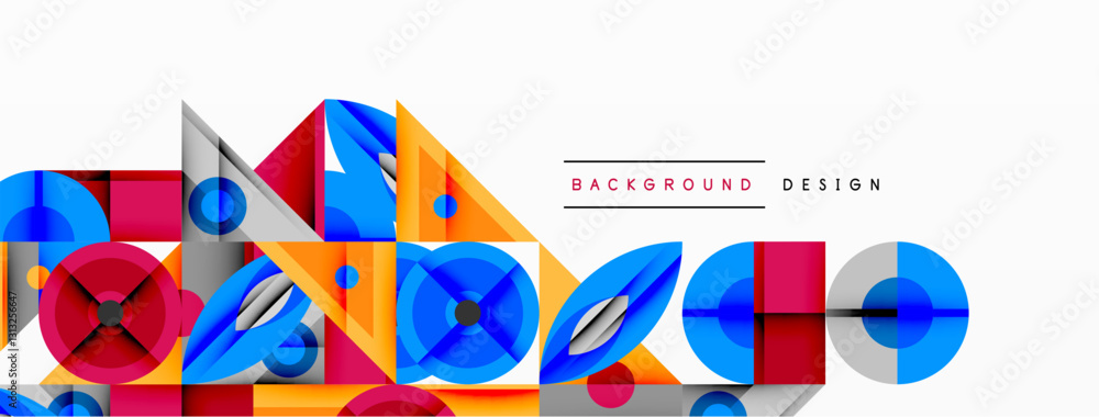 Dynamic geometric composition with sharp angles, circular forms, and gradient colors Dynamic geometric composition with sharp angles, circular forms, and gradient colors