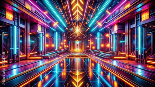 Glowing Art Deco Technology Background  Long Exposure Abstract Design
