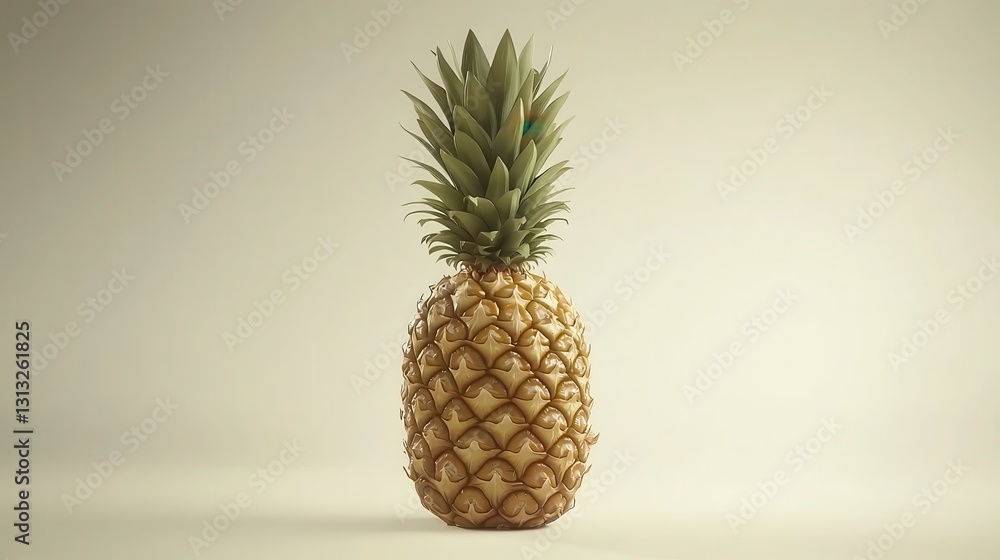 Fresh Pineapple on a Soft Neutral Background for Food Themes Fresh Pineapple on a Soft Neutral Background for Food Themes