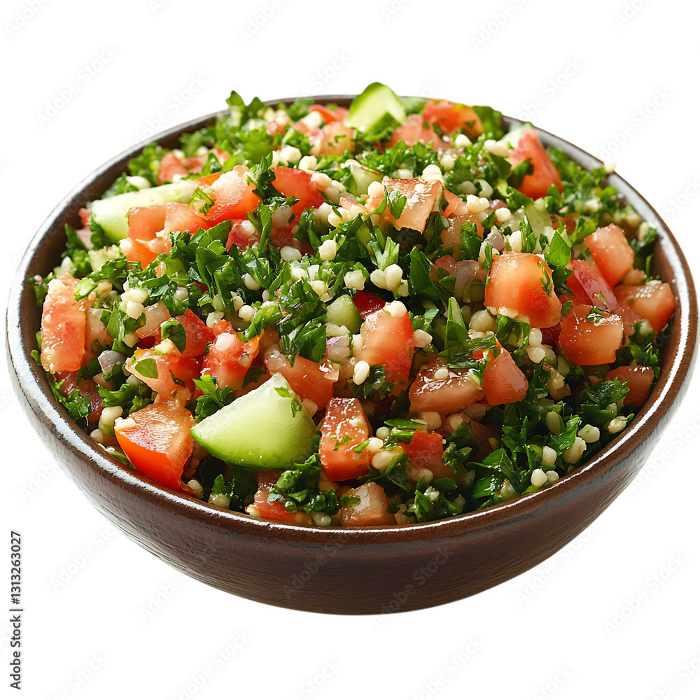 A Bowl of Lebanese Tabbouleh Fresh Salad Isolated on Transparent Background A Bowl of Lebanese Tabbouleh Fresh Salad Isolated on Transparent Background
