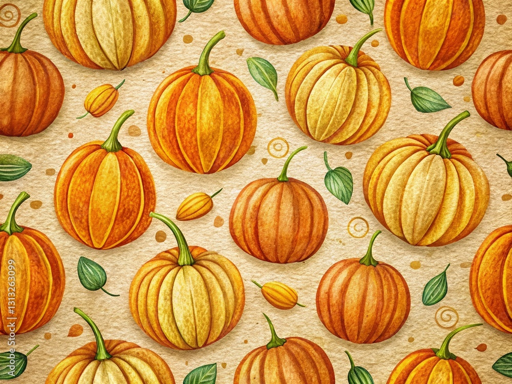 Hand-Drawn Pumpkin Seed Pattern: Autumnal Background Texture Hand-Drawn Pumpkin Seed Pattern: Autumnal Background Texture