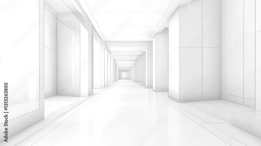 Fototapeta premium Empty modern white hallway perspective, architectural design, interior, stock photo