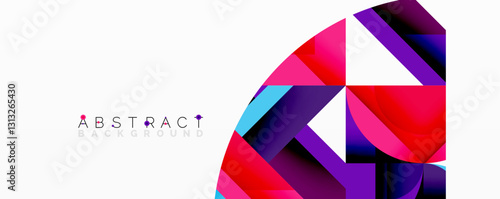 Abstract geometric artwork with interwoven angular and curved shapes, dynamic composition with smooth gradients and bold contrasts