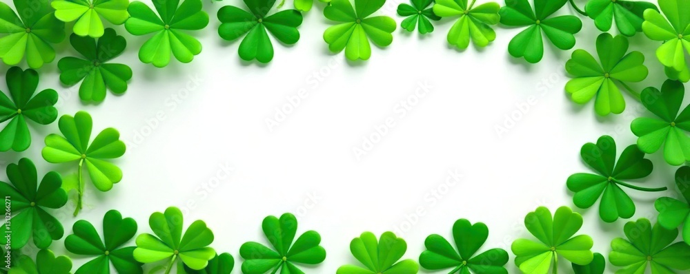 Classic shamrock shape frame, vibrant green, white background, graphic, illustration Classic shamrock shape frame, vibrant green, white background, graphic, illustration