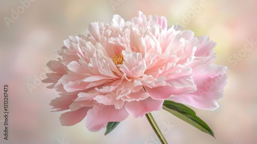 Soft Pink Peony Bloom with Delicate Petals and Gentle Background