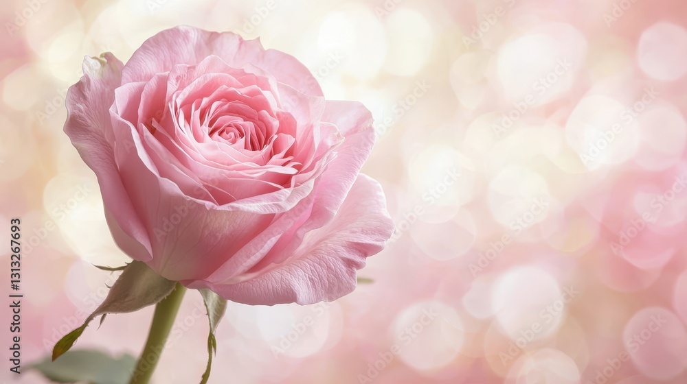 Fototapeta premium Beautiful Pink Rose with Soft Bokeh Background in Gentle Colors
